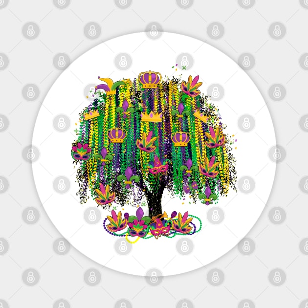 Watercolor Mardi Gras Bead Tree Magnet by JanaeLarson